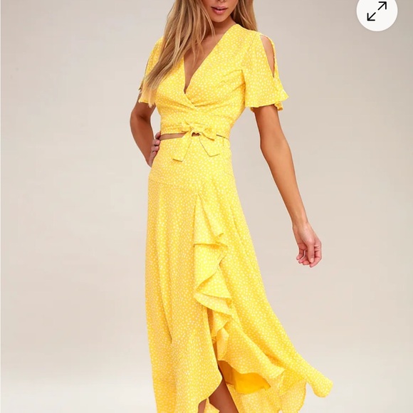 ❤️Lulus Cute Yellow Polkadot Ruffle Skirt - Picture 5 of 7